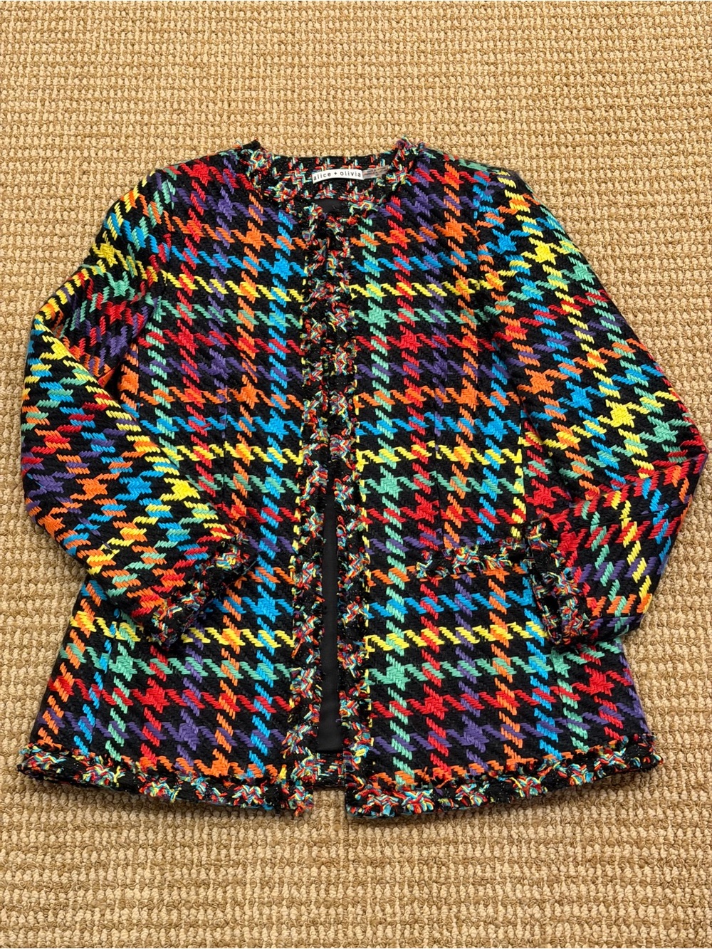 Alice + Olivia Andreas Rainbow Tweed Jacket Small - Picture 3 of 11